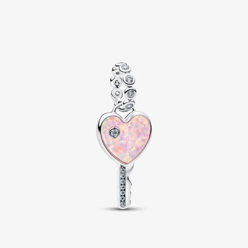 Authentic Opalescent Heart Key Dangle Charm